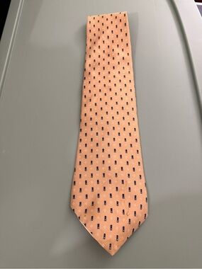 Nautica Peach Tie with Navy Micro-Dot Pattern